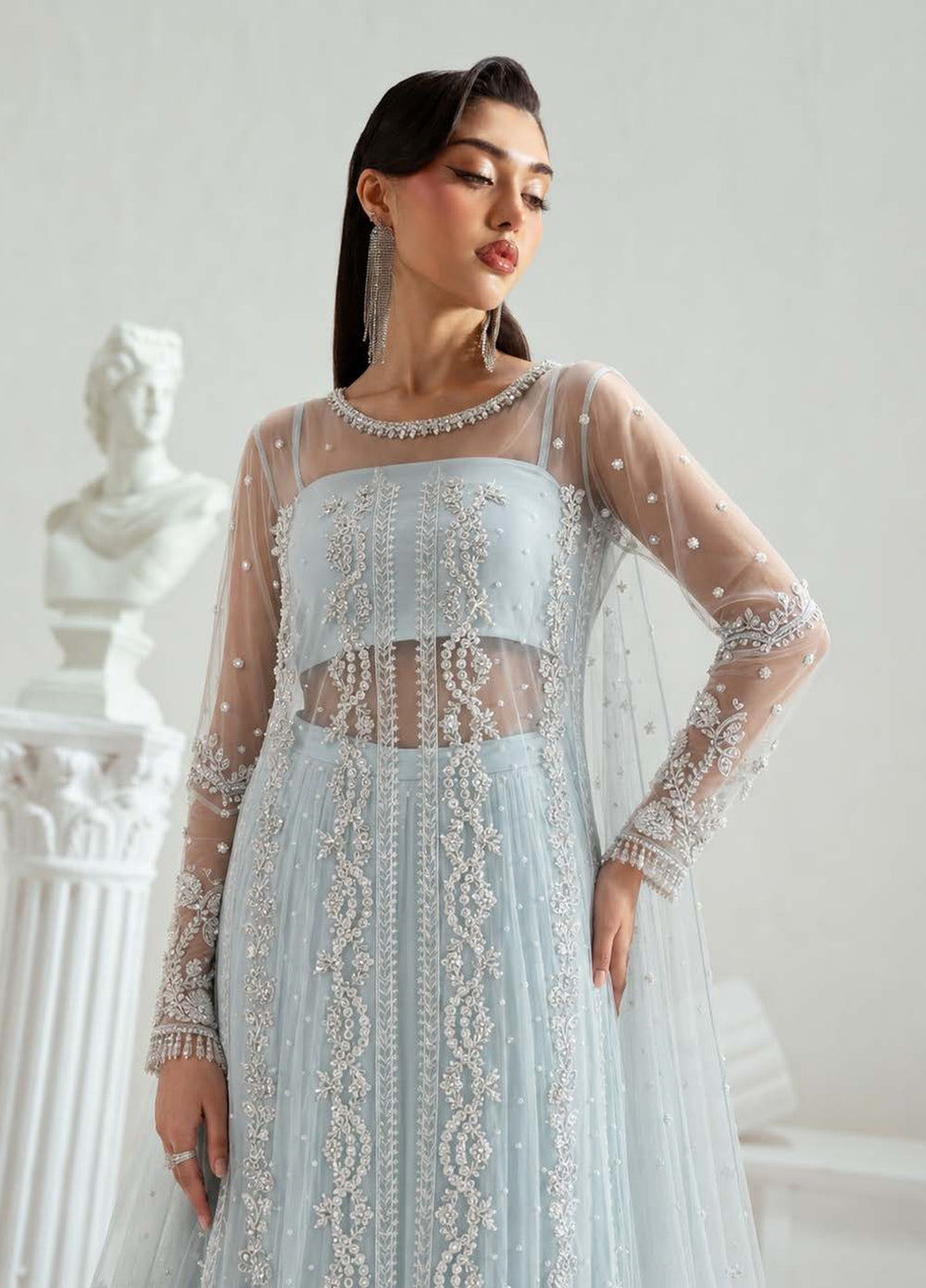 Elyse by Zariya Unstitched Hand work Net 3 Piece Suit ZA26UEW Frostina ZSU-6301 - Wedding Collection