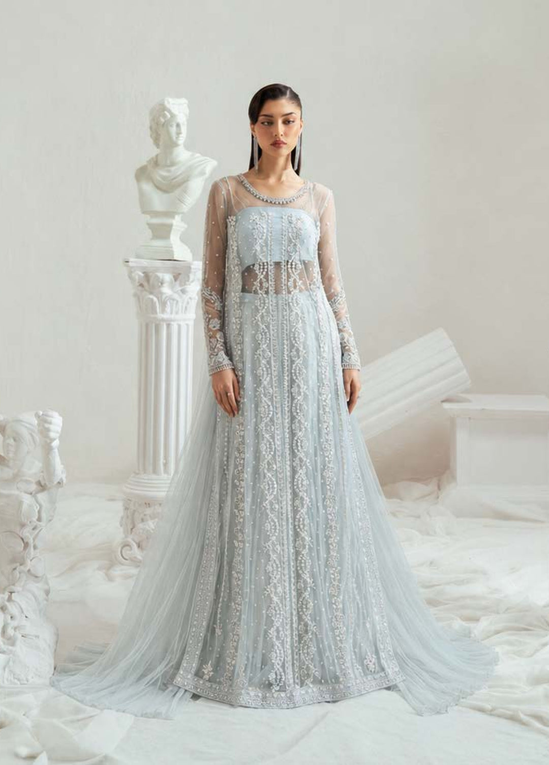 Elyse by Zariya Unstitched Hand work Net 3 Piece Suit ZA26UEW Frostina ZSU-6301 - Wedding Collection