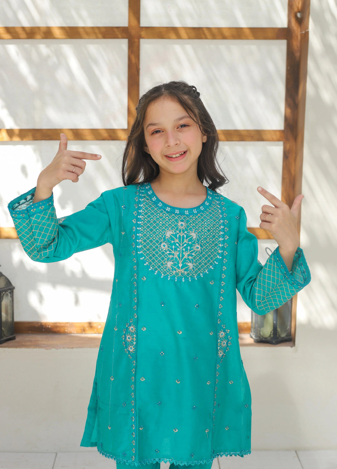 Khanak Girls RTW Embroidered Cotton 2 Piece Suit KST-139 - Casual Collection