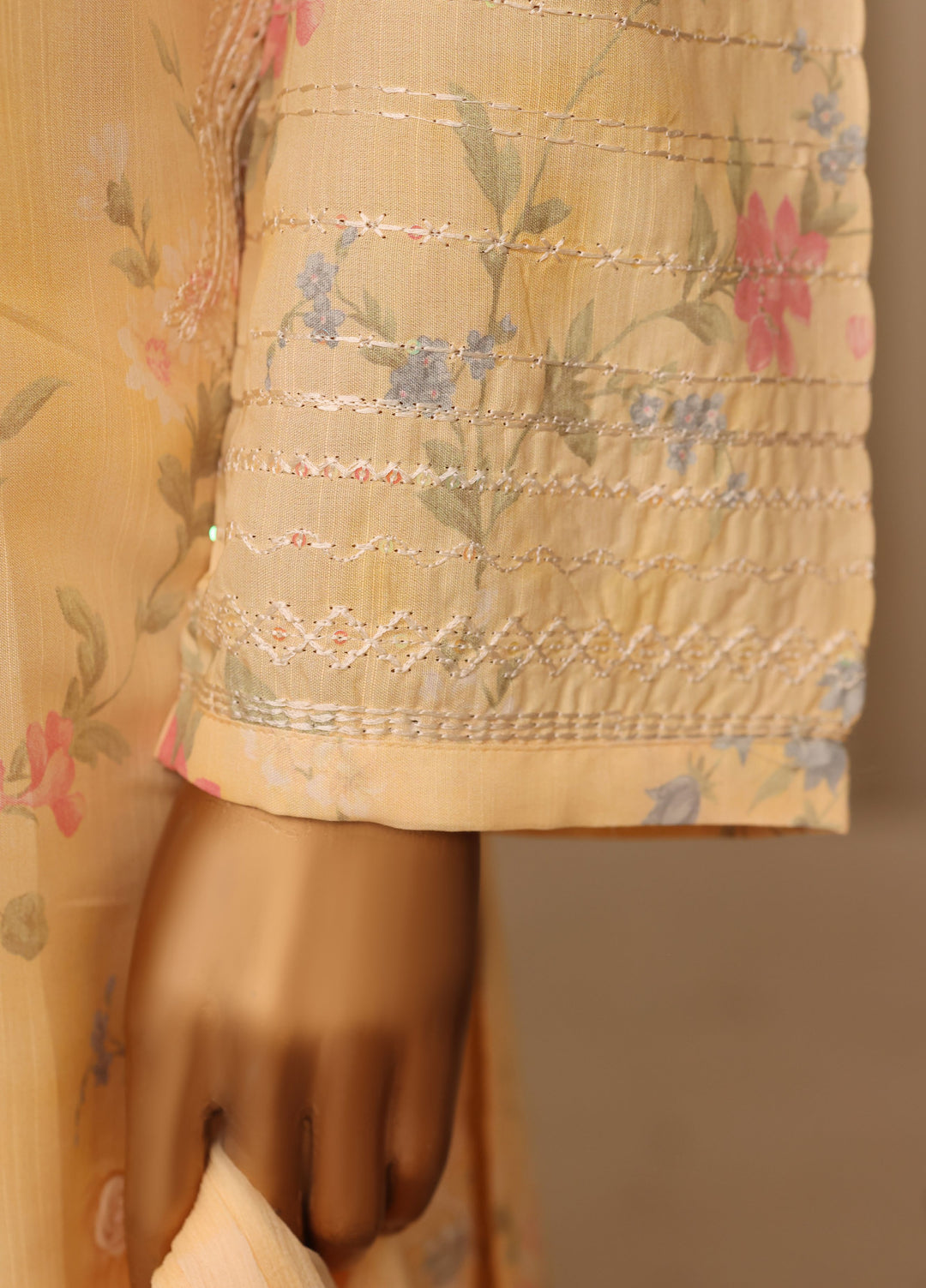 Majestic by HZ Textiles RTW Embroidered Raw Silk 3 Piece Suit HZ26RSM Buttermilk XRPE-3P-006 - Casual Collection