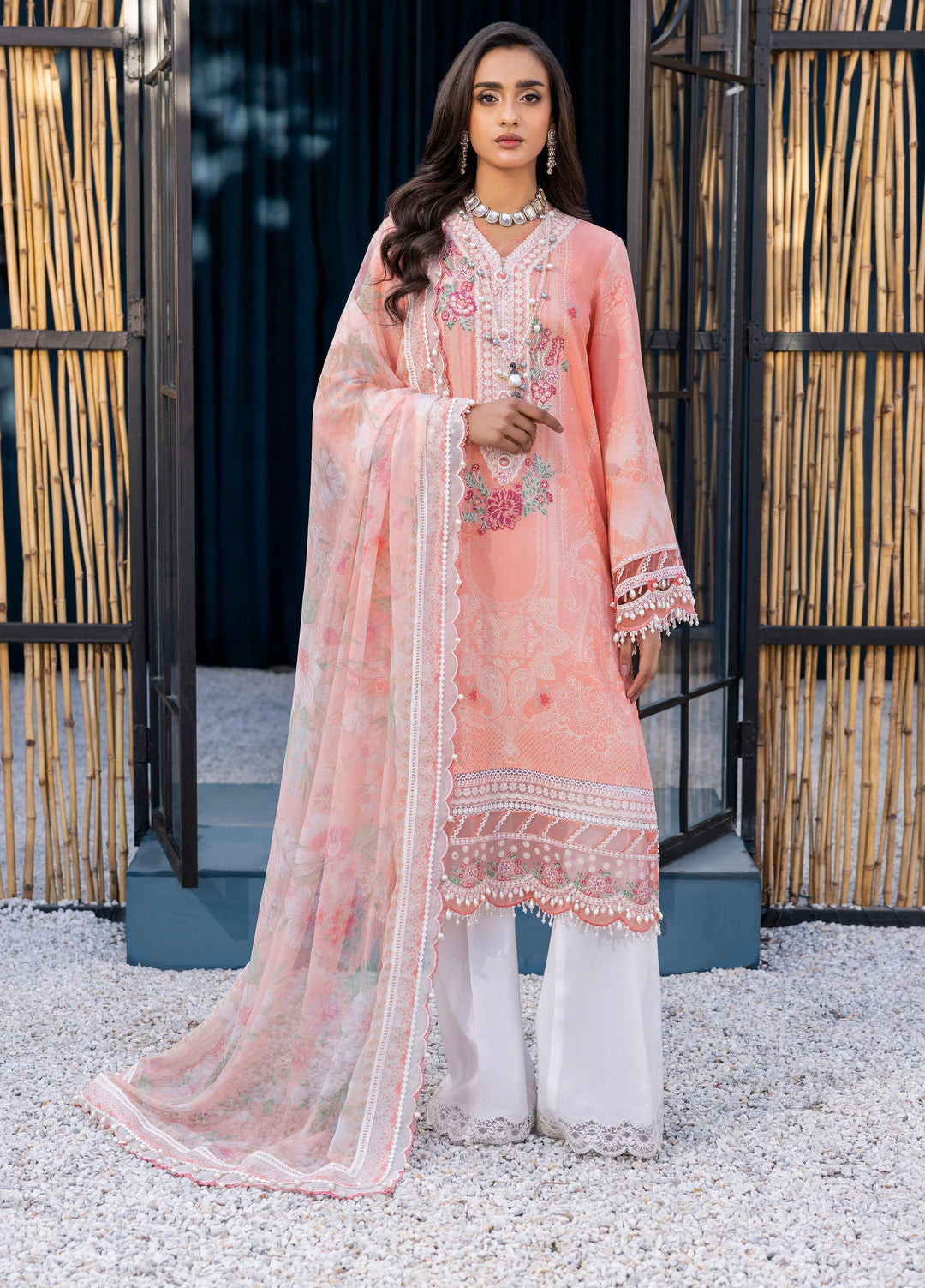 La Elise Women Unstitched Embroidered Lawn 3 Piece Suit 0000402 Aviva - Casual Collection