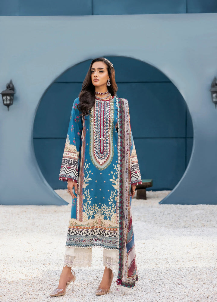 La Elise Women Unstitched Embroidered Lawn 3 Piece Suit 0000407 Iris - Casual Collection
