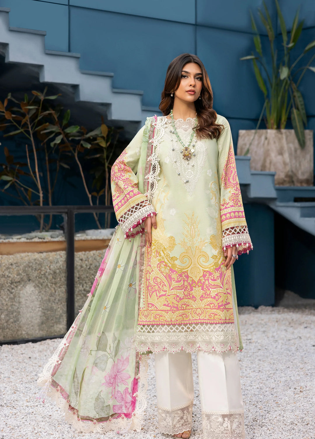 La Elise Women Unstitched Embroidered Lawn 3 Piece Suit 0000403 Zoe - Casual Collection