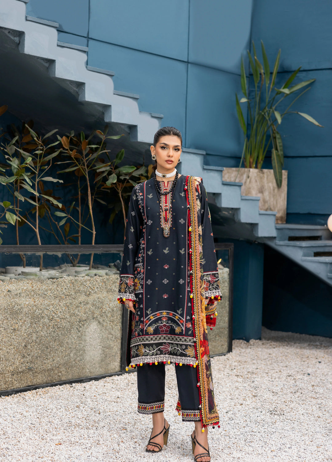 La Elise Women Unstitched Embroidered Lawn 3 Piece Suit 0000410 Amaya - Casual Collection