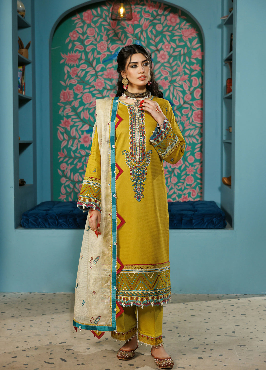 La Elise Women Unstitched Embroidered Lawn 3 Piece Suit 0000504 Zhalay - Casual Collection