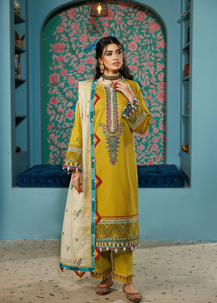 La Elise Women Unstitched Embroidered Lawn 3 Piece Suit 0000504 Zhalay - Casual Collection