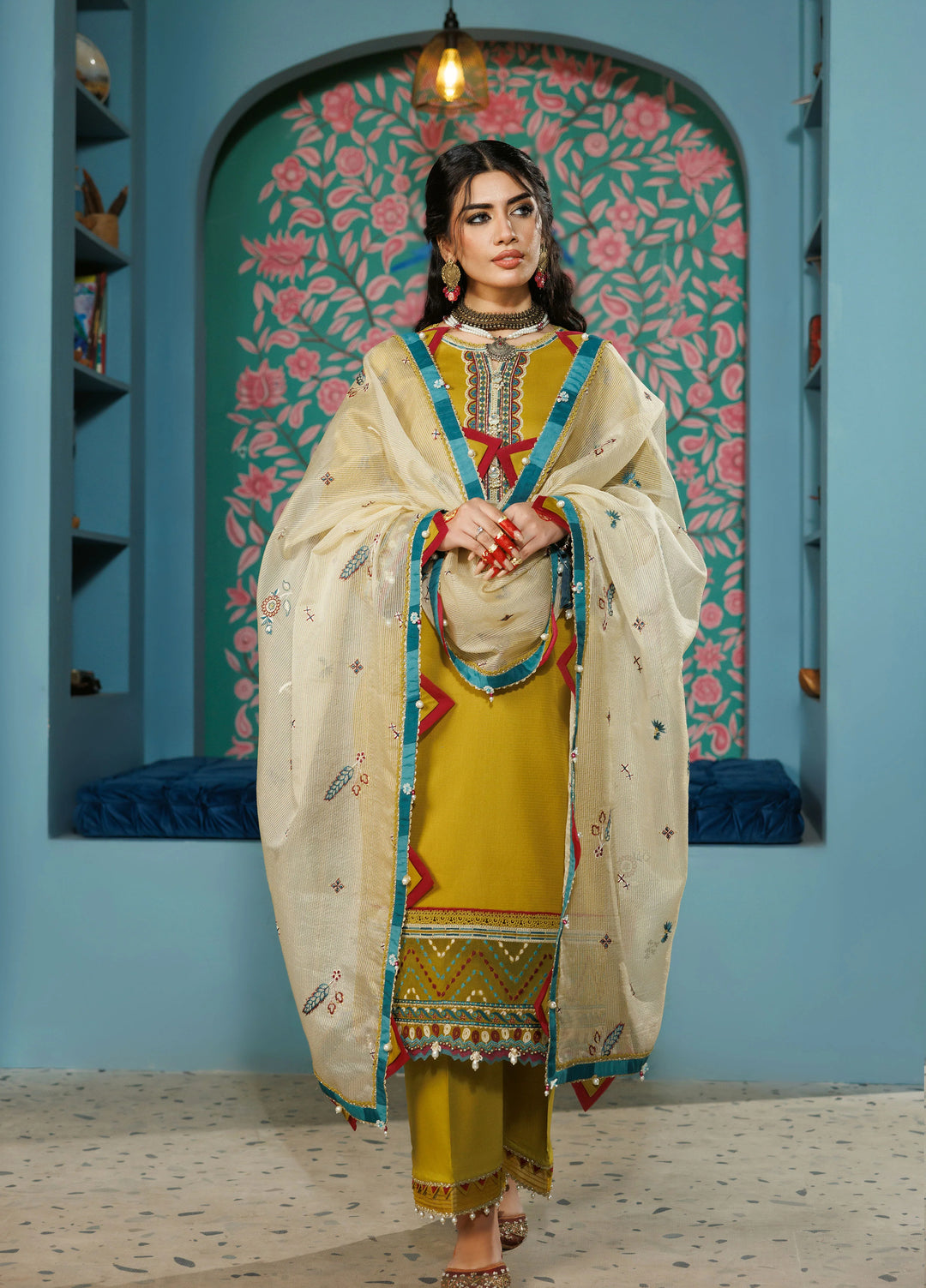La Elise Women Unstitched Embroidered Lawn 3 Piece Suit 0000504 Zhalay - Casual Collection