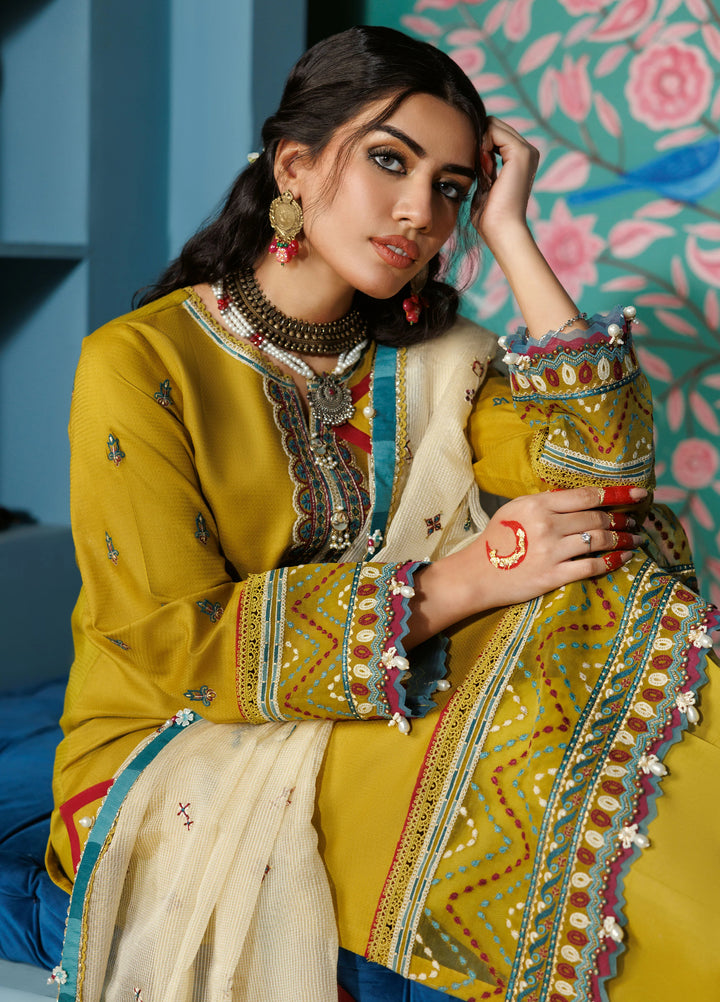 La Elise Women Unstitched Embroidered Lawn 3 Piece Suit 0000504 Zhalay - Casual Collection