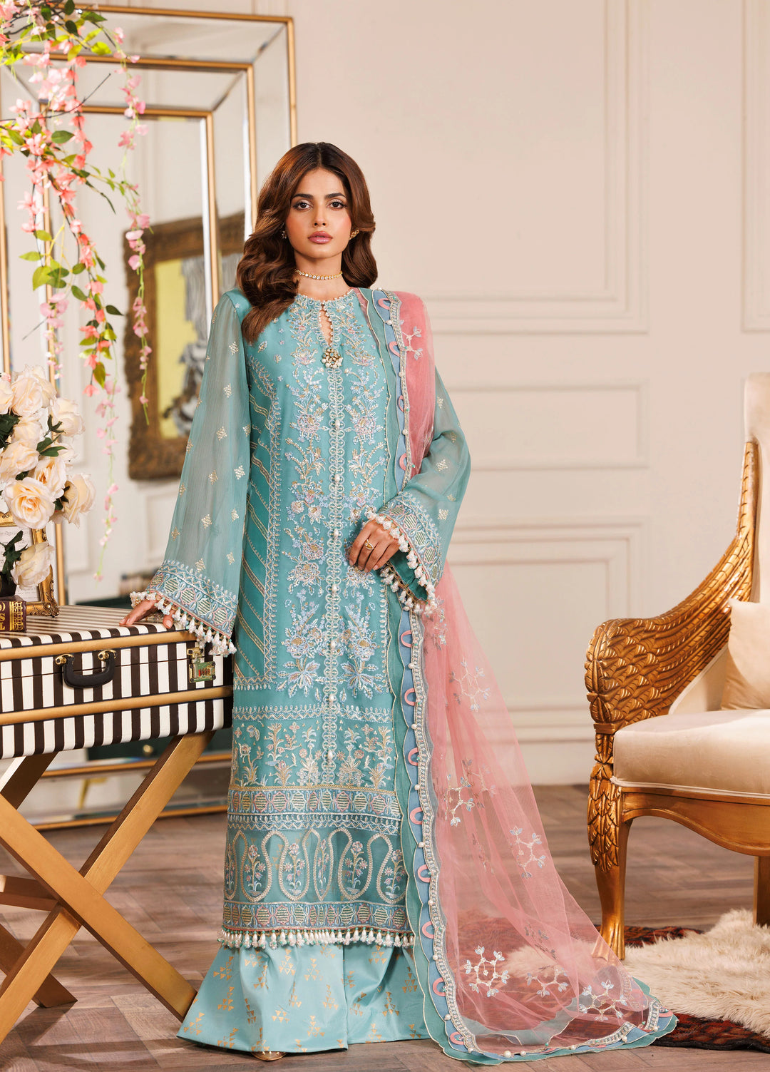 La Elise Women Unstitched Embroidered Lawn 3 Piece Suit 0001005 Bella - Casual Collection
