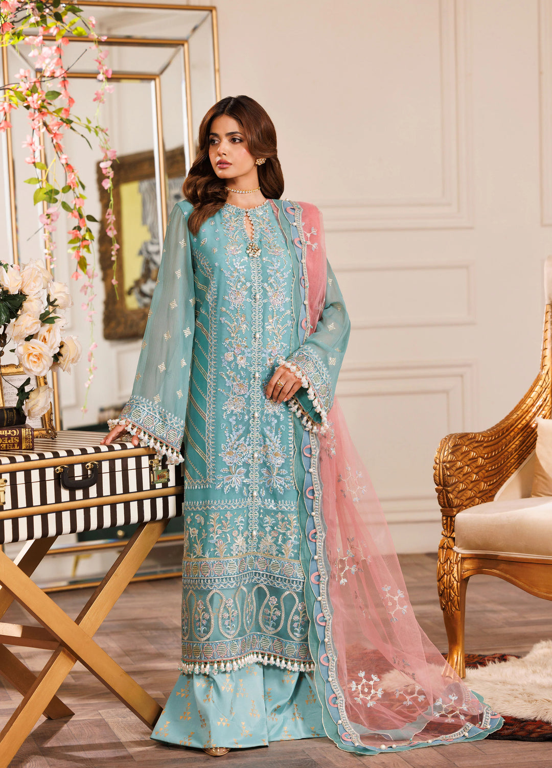 La Elise Women Unstitched Embroidered Lawn 3 Piece Suit 0001005 Bella - Casual Collection