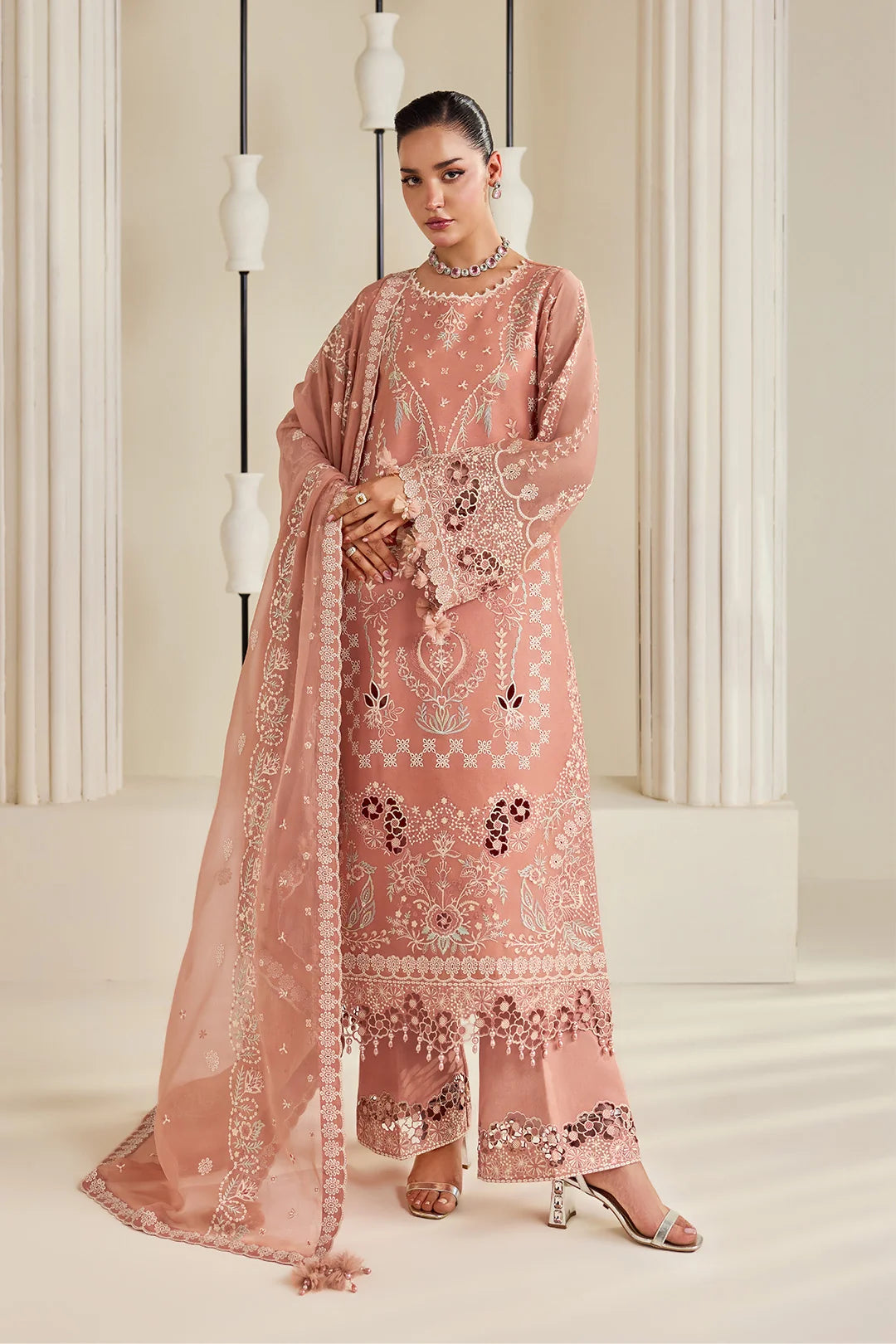 Dhaagay by Alizeh Fashion Unstitched Embroidered Chiffon 3 Piece Suit AF26UCD AF-DHG-5045 Sorah - Festive Collection