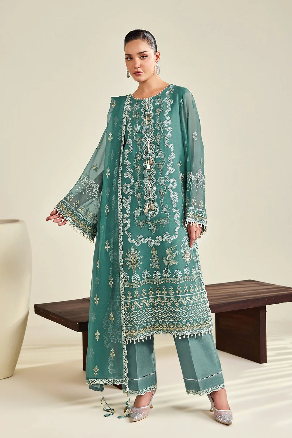 Dhaagay by Alizeh Fashion Unstitched Embroidered Chiffon 3 Piece Suit AF26UCD AF-DHG-5052 Zarqa - Festive Collection