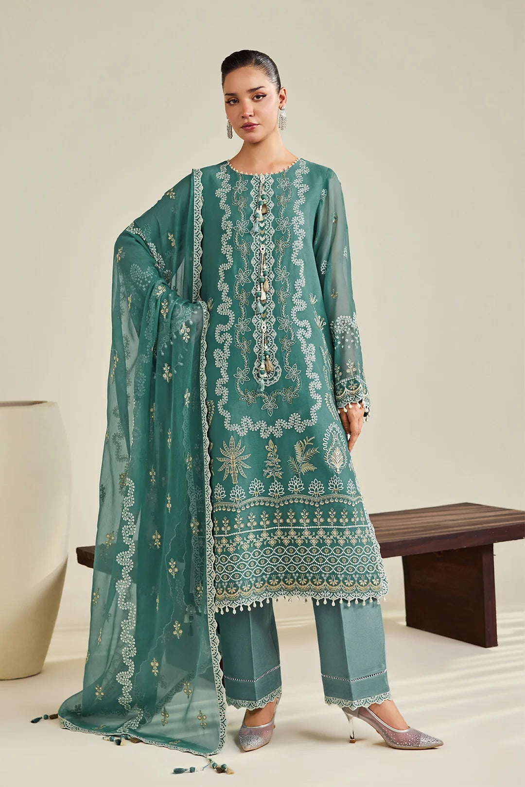 Dhaagay by Alizeh Fashion Unstitched Embroidered Chiffon 3 Piece Suit AF26UCD AF-DHG-5052 Zarqa - Festive Collection