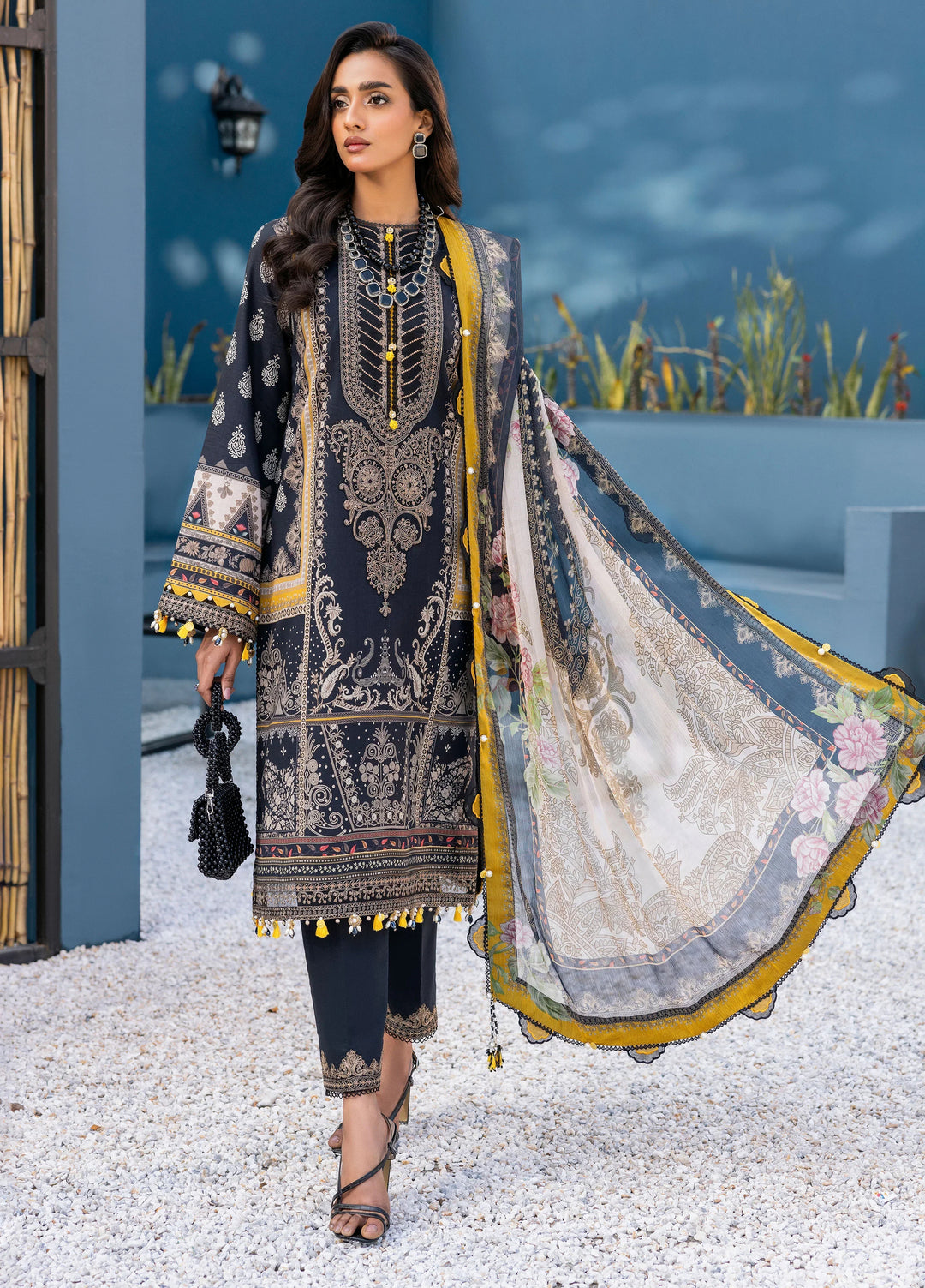 La Elise Women Unstitched Embroidered Lawn 3 Piece Suit 0000406 Mylah - Casual Collection