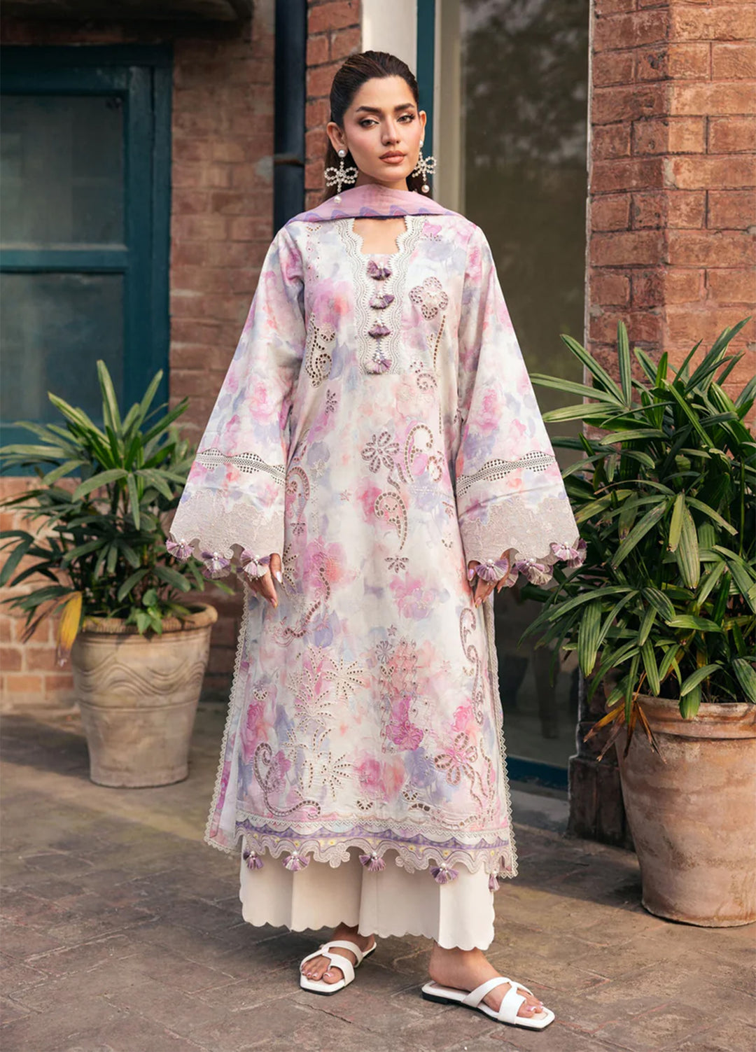 Odyssey by Florent Unstitched Embroidered Lawn 3 Piece Suit FL26UOL FZ-4A - Eid Collection