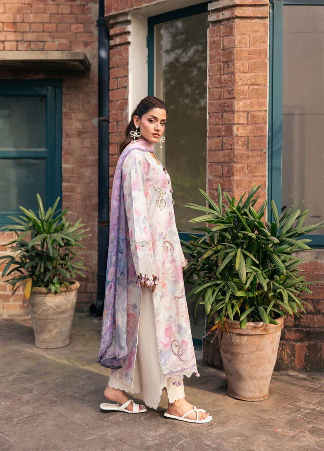 Odyssey by Florent Unstitched Embroidered Lawn 3 Piece Suit FL26UOL FZ-4A - Eid Collection