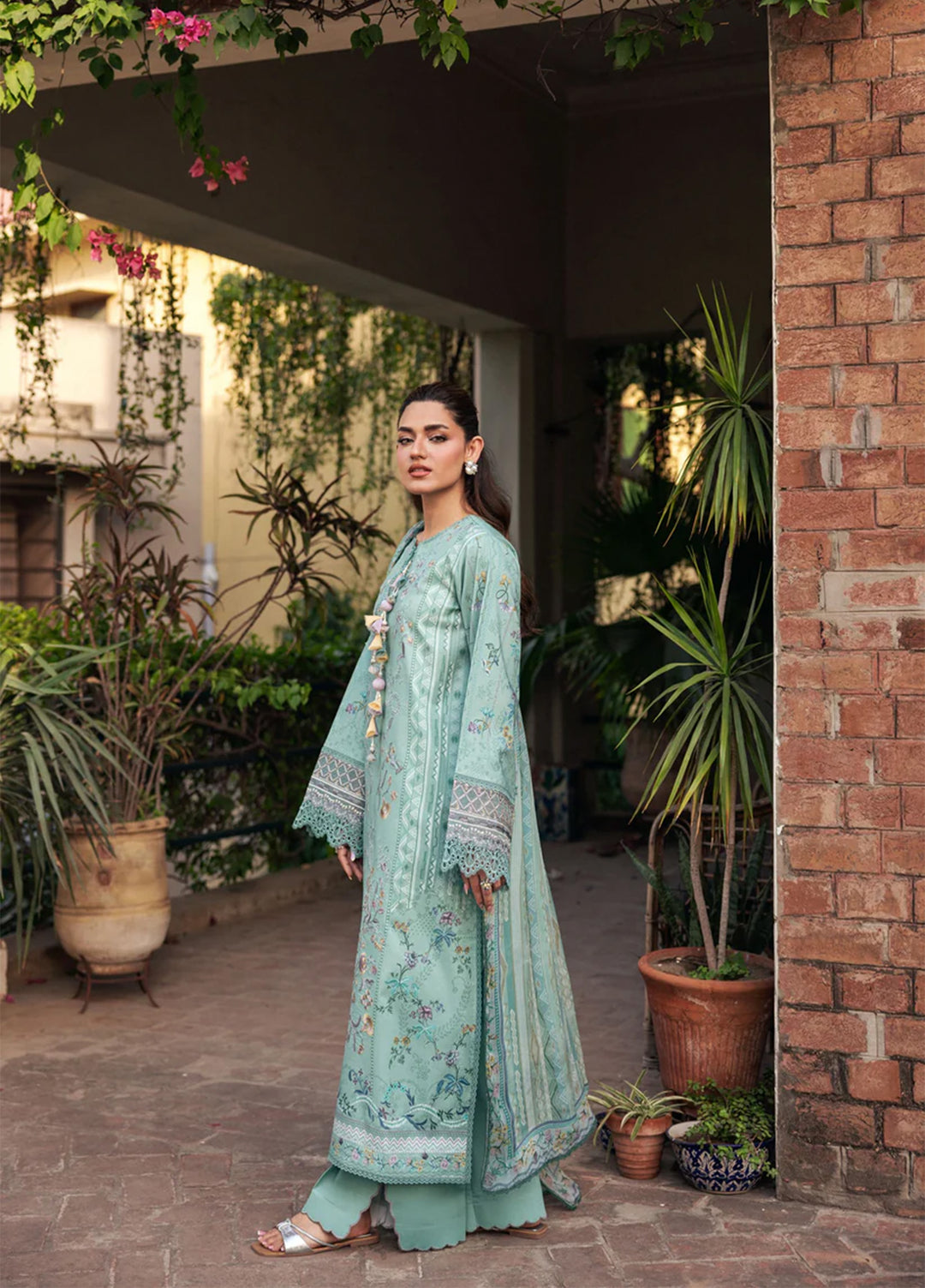 Odyssey by Florent Unstitched Embroidered Lawn 3 Piece Suit FL26UOL FZ-2B - Eid Collection