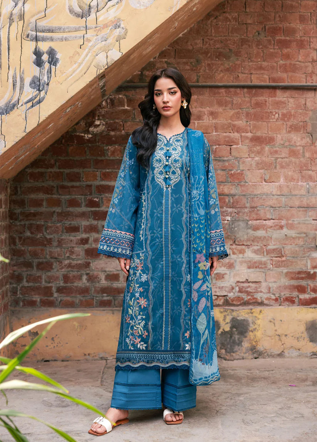 Odyssey by Florent Unstitched Embroidered Lawn 3 Piece Suit FL26UOL FZ-1B - Eid Collection