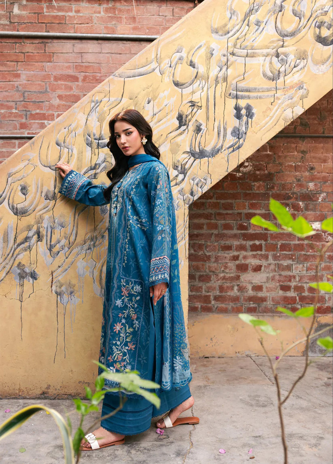 Odyssey by Florent Unstitched Embroidered Lawn 3 Piece Suit FL26UOL FZ-1B - Eid Collection