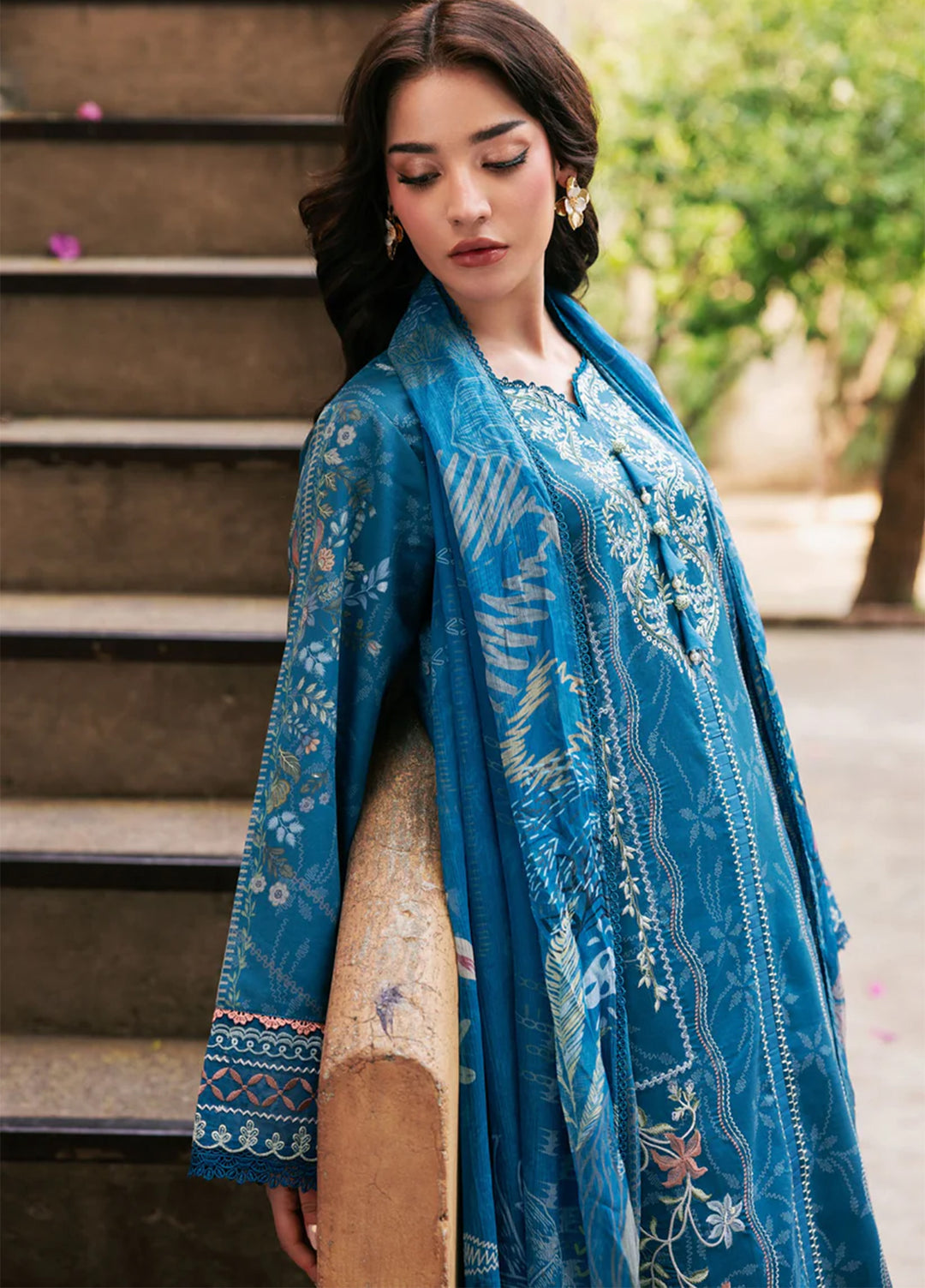 Odyssey by Florent Unstitched Embroidered Lawn 3 Piece Suit FL26UOL FZ-1B - Eid Collection