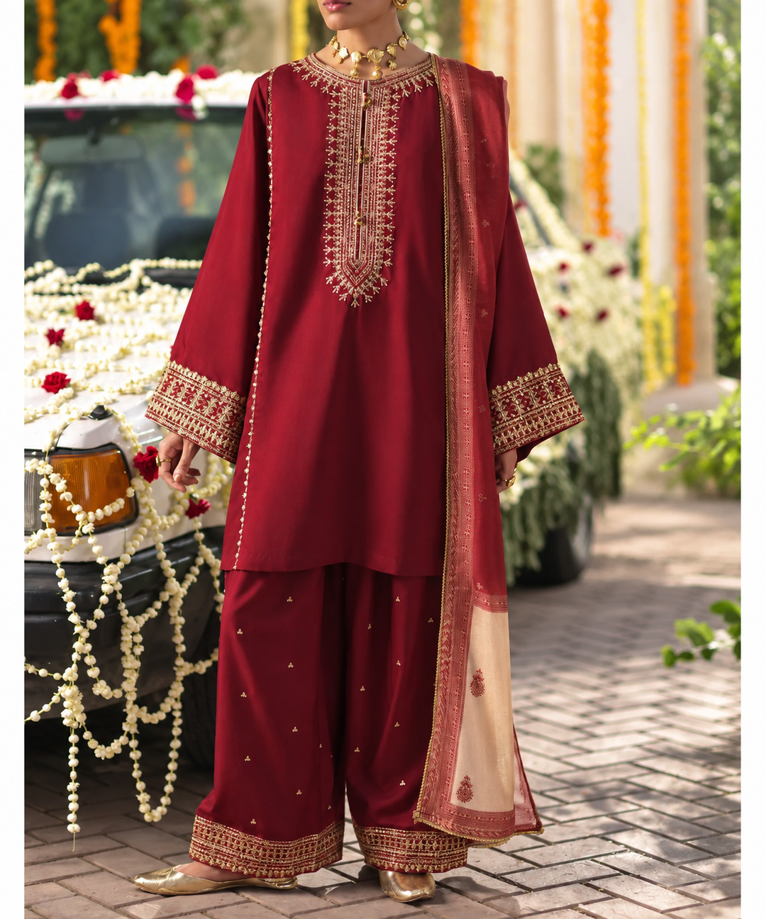 Chand Bali by Casuallite RTW Embroidered Viscose Silk 3 Piece Suit CL26UCR Waqar e Surkh - Wedding Collection