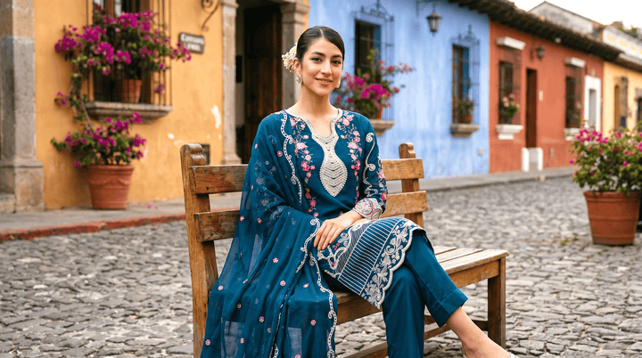 Celestia Luxe by Maherposh RTW Chikankari Lawn 3 Piece Suit Midnight Bloom SS-205 Casual Collection