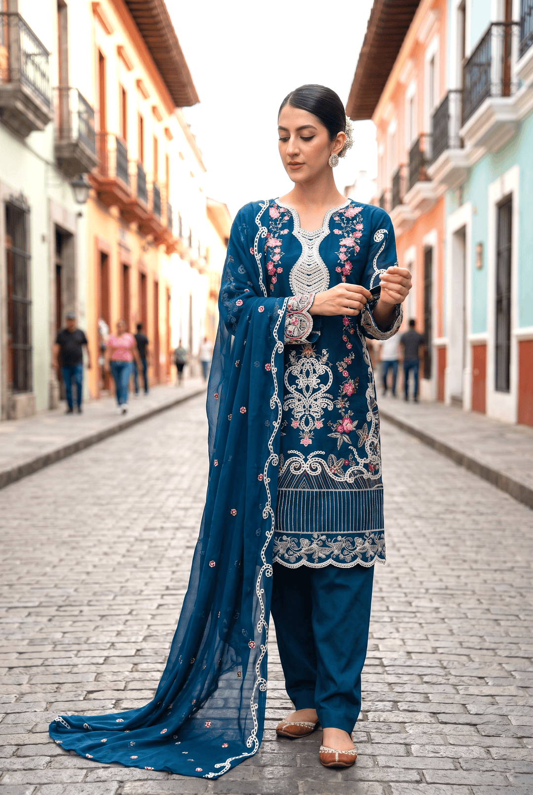 Celestia Luxe by Maherposh RTW Chikankari Lawn 3 Piece Suit Midnight Bloom SS-205 Casual Collection
