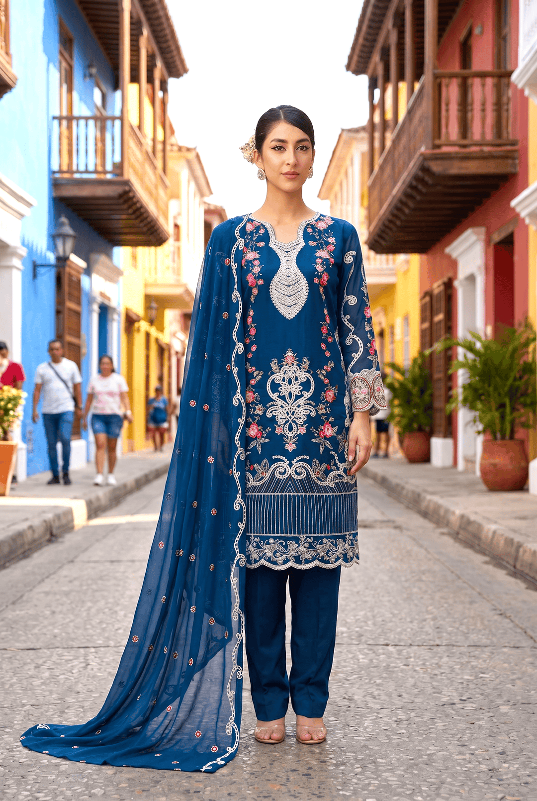Celestia Luxe by Maherposh RTW Chikankari Lawn 3 Piece Suit Midnight Bloom SS-205 Casual Collection