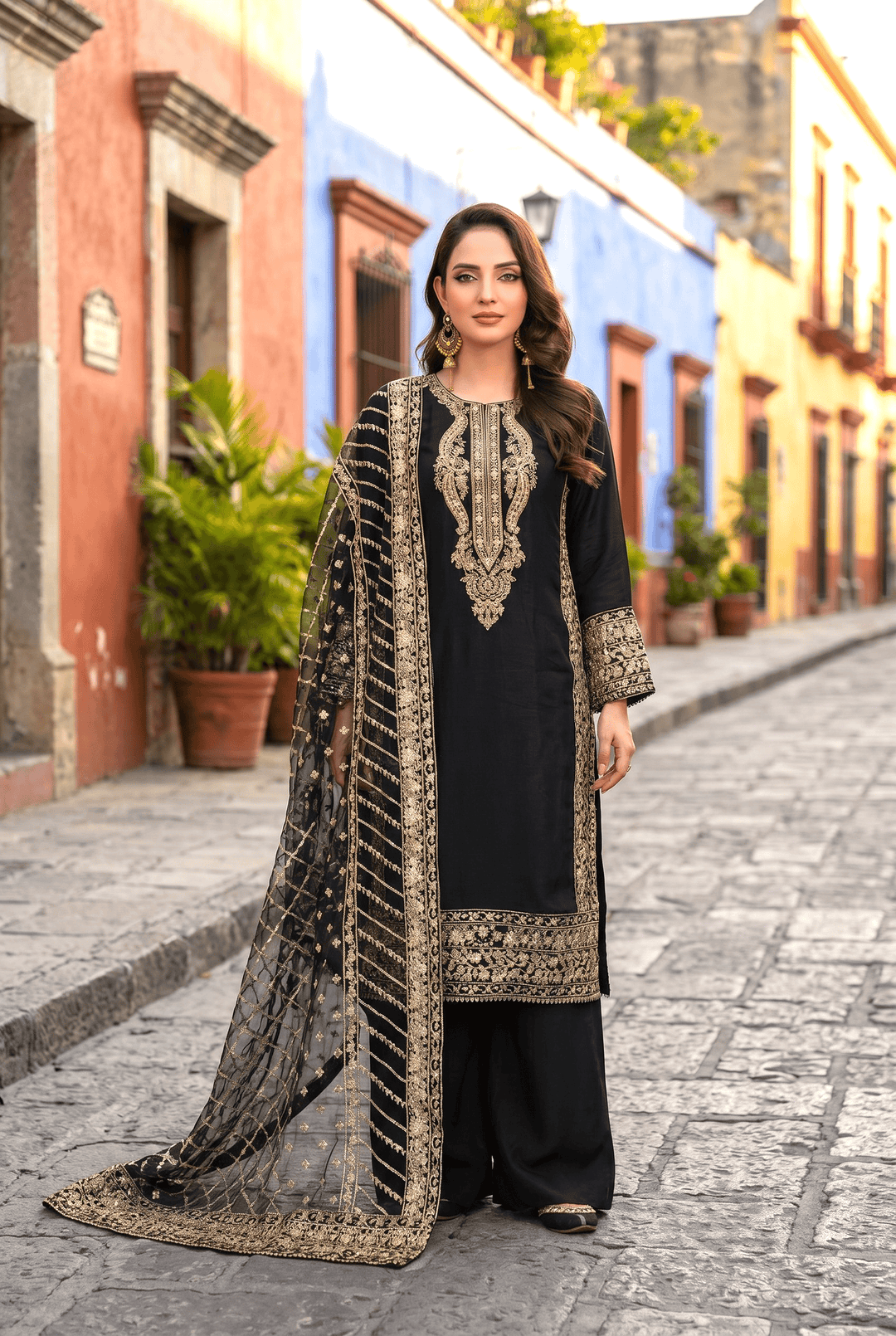 Chashni by Maherposh RTW Embroidered Raw Silk 3 Piece Suit FHM-1047 Festive Collection