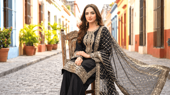 Chashni by Maherposh RTW Embroidered Raw Silk 3 Piece Suit FHM-1047 Festive Collection