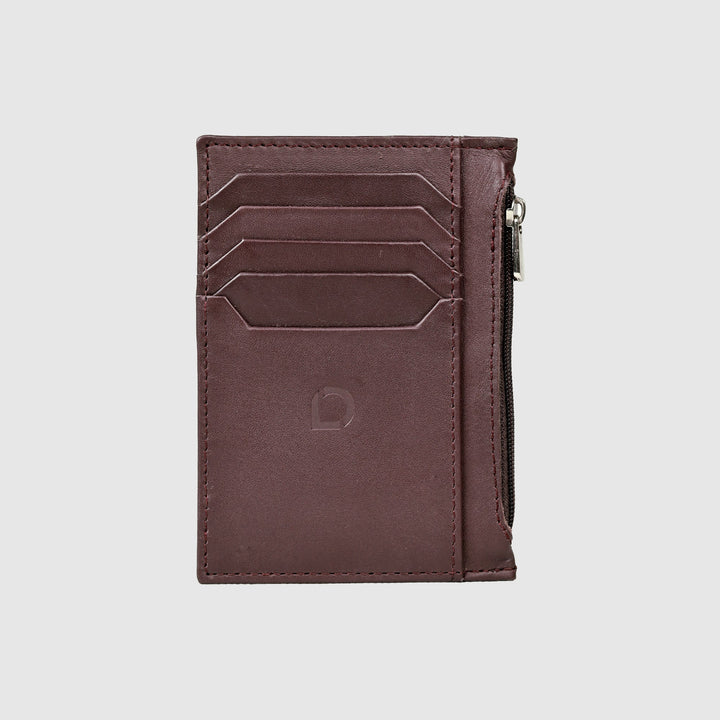 Lafanzo Unisex Leather Regal Zip Card Case Maroon - Accessories Collection