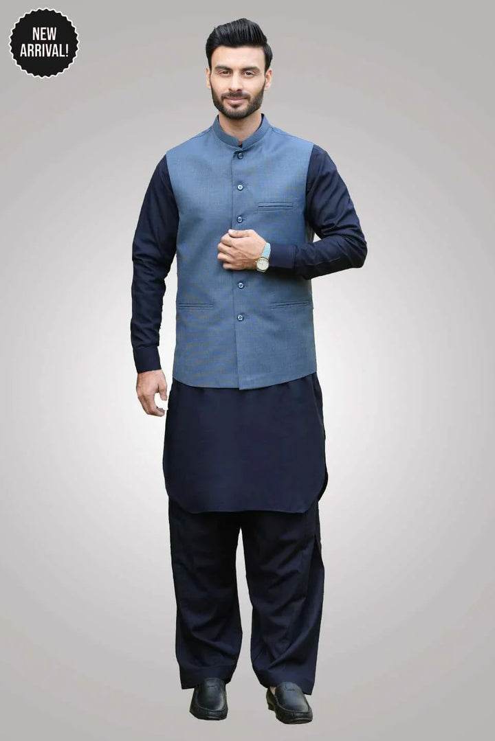 Firdous Mens Waist Coat Solids Cotton MWC-003-D-04 - Summmer Collection