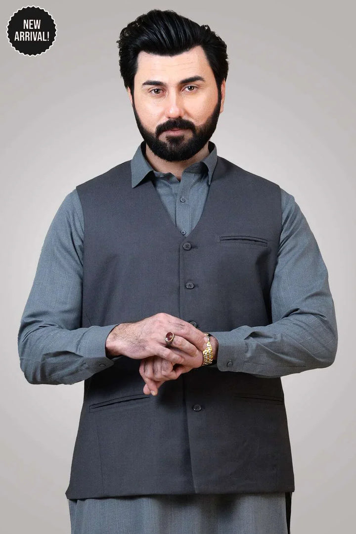 Firdous Mens Waist Coat Solids Cotton MWC-005-D-02 - Summmer Collection