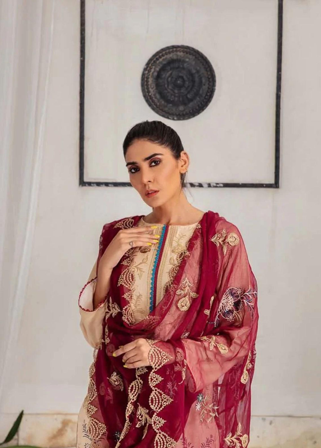 Noir By Humdum Embroidered Linen Suits Unstitched 3 Piece HD22N D-10 - Winter Collection