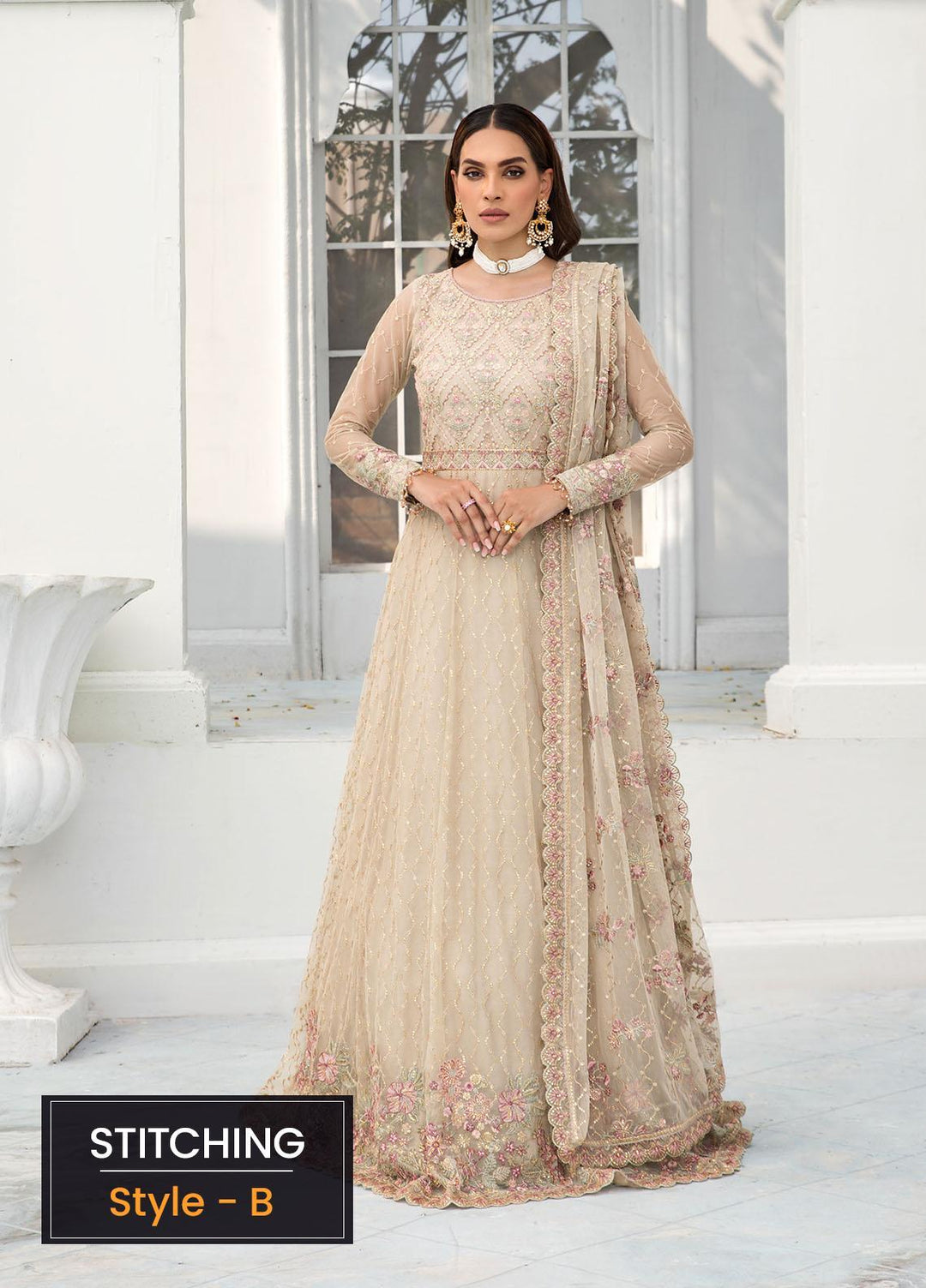 Zarif Embroidered Net Suits Unstitched 3 Piece ZF22DL ZDL-08 Jasmine - Luxury Collection