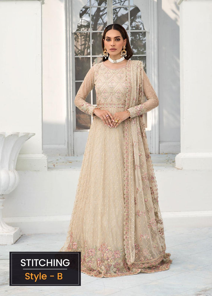 Zarif Embroidered Net Suits Unstitched 3 Piece ZR25UF ZDL-08 Jasmine - Luxury Collection