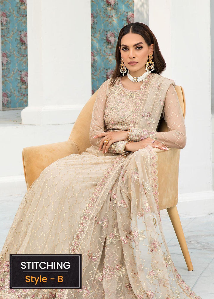 Zarif Embroidered Net Suits Unstitched 3 Piece ZF22DL ZDL-08 Jasmine - Luxury Collection