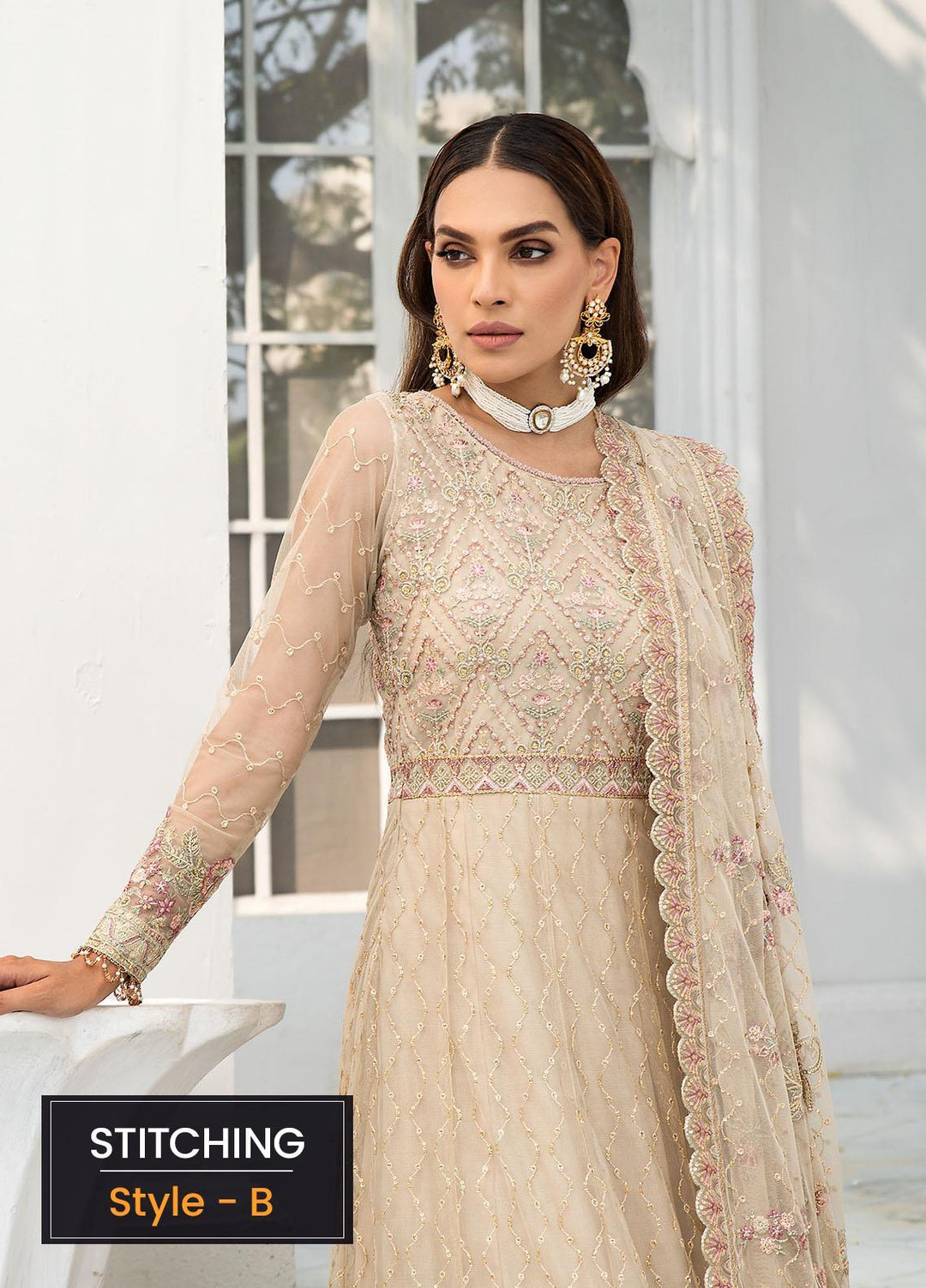 Zarif Embroidered Net Suits Unstitched 3 Piece ZR25UF ZDL-08 Jasmine - Luxury Collection