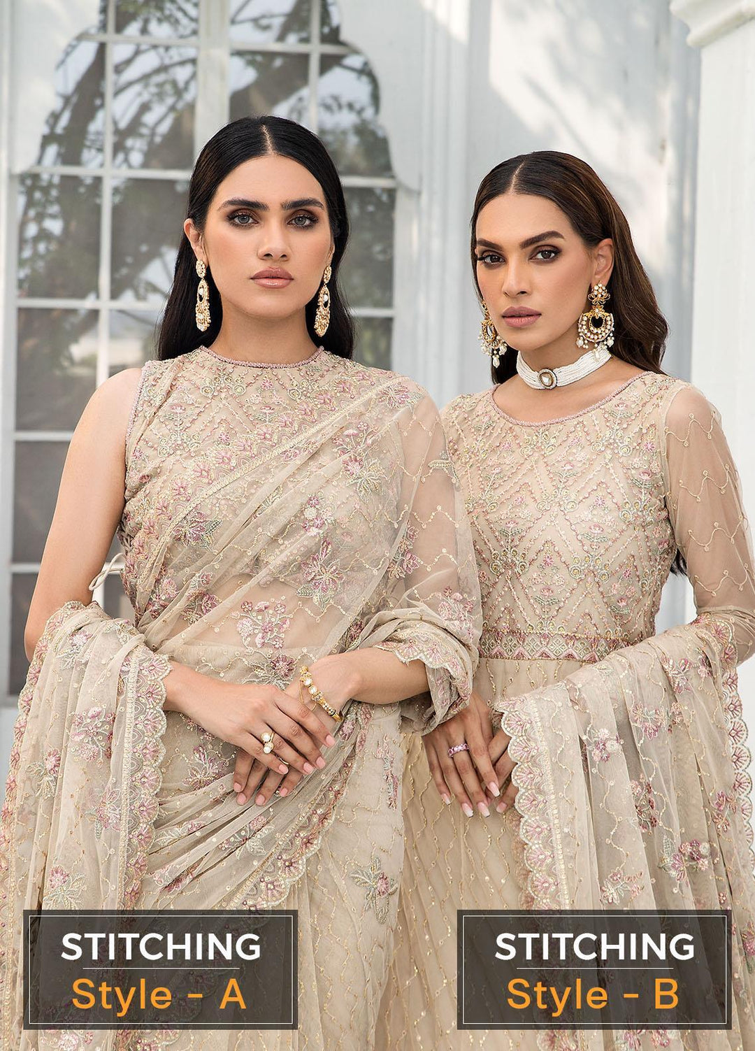 Zarif Embroidered Net Suits Unstitched 3 Piece ZF22DL ZDL-08 Jasmine - Luxury Collection