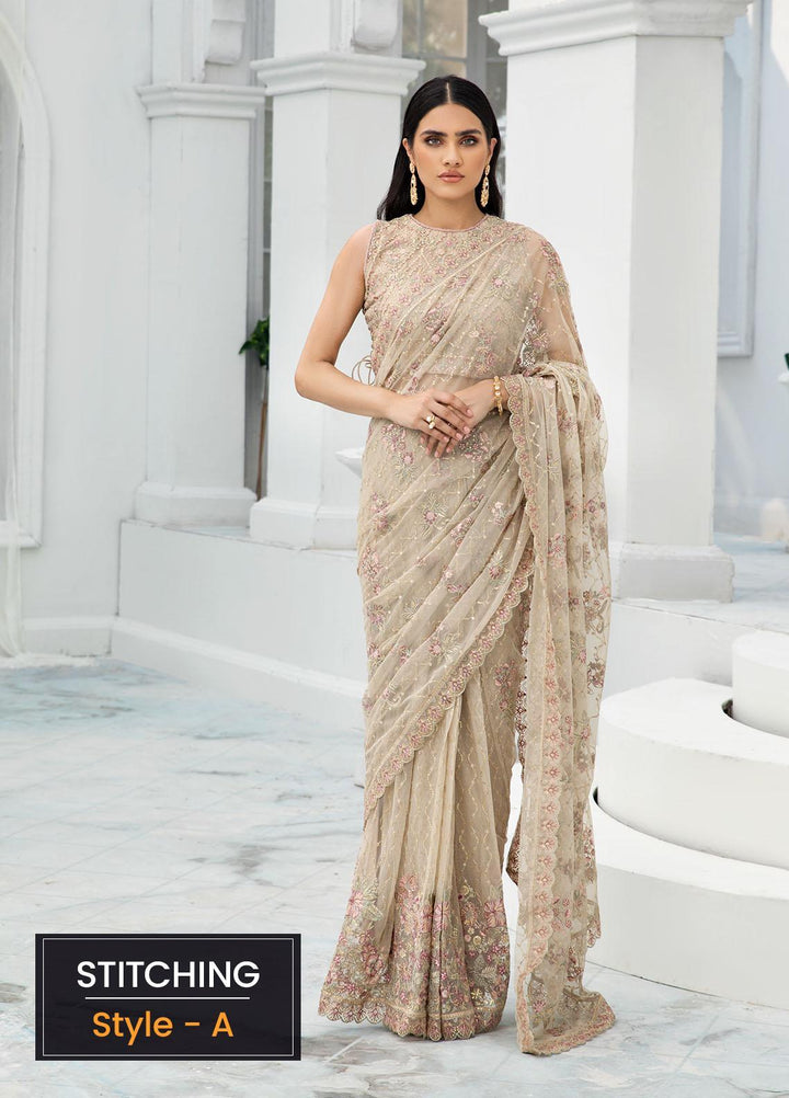 Zarif Embroidered Net Suits Unstitched 3 Piece ZR25UF ZDL-08 Jasmine - Luxury Collection