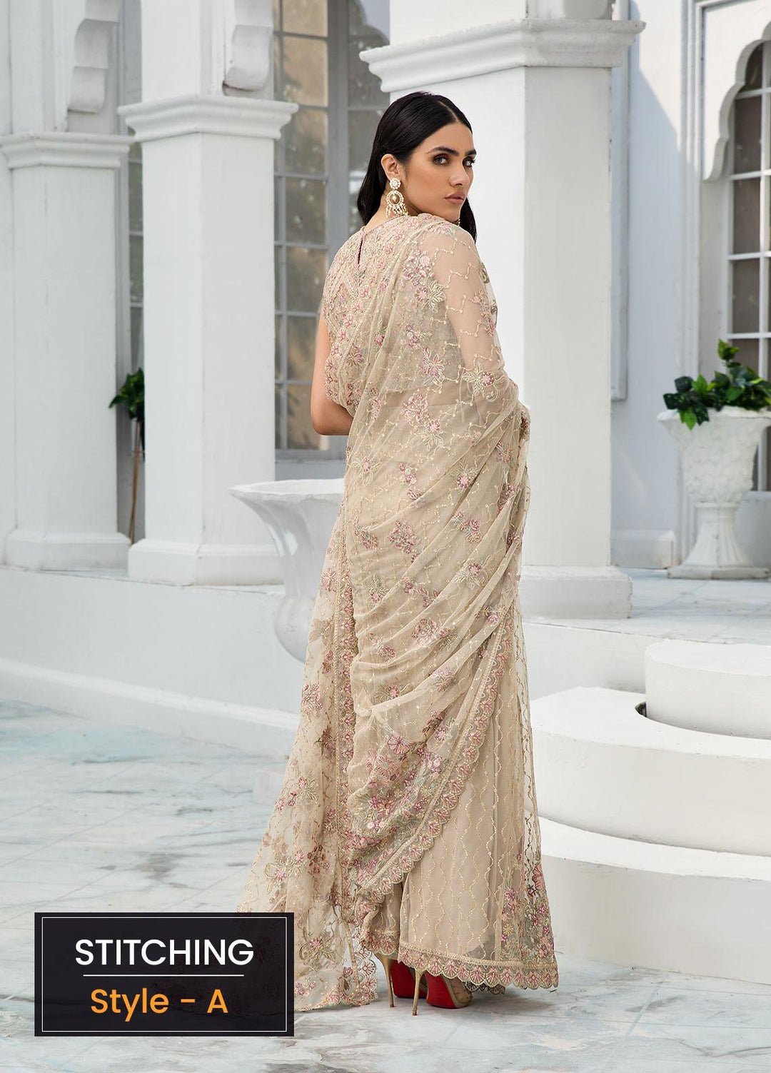 Zarif Embroidered Net Suits Unstitched 3 Piece ZF22DL ZDL-08 Jasmine - Luxury Collection
