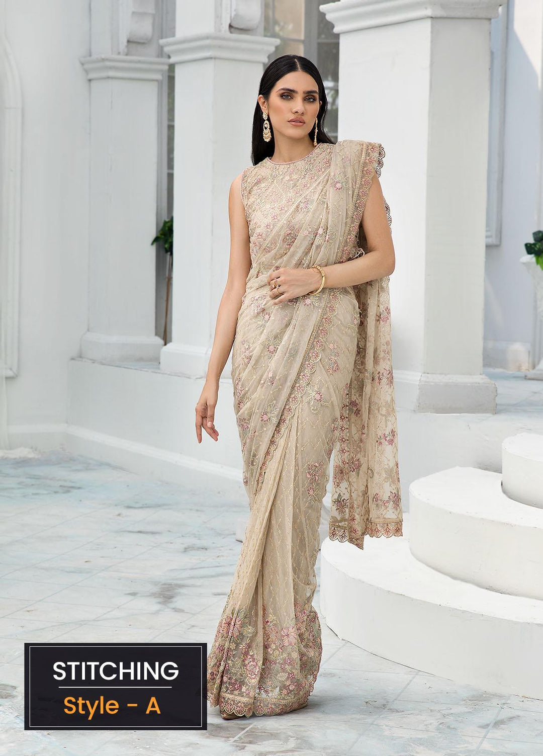 Zarif Embroidered Net Suits Unstitched 3 Piece ZR25UF ZDL-08 Jasmine - Luxury Collection