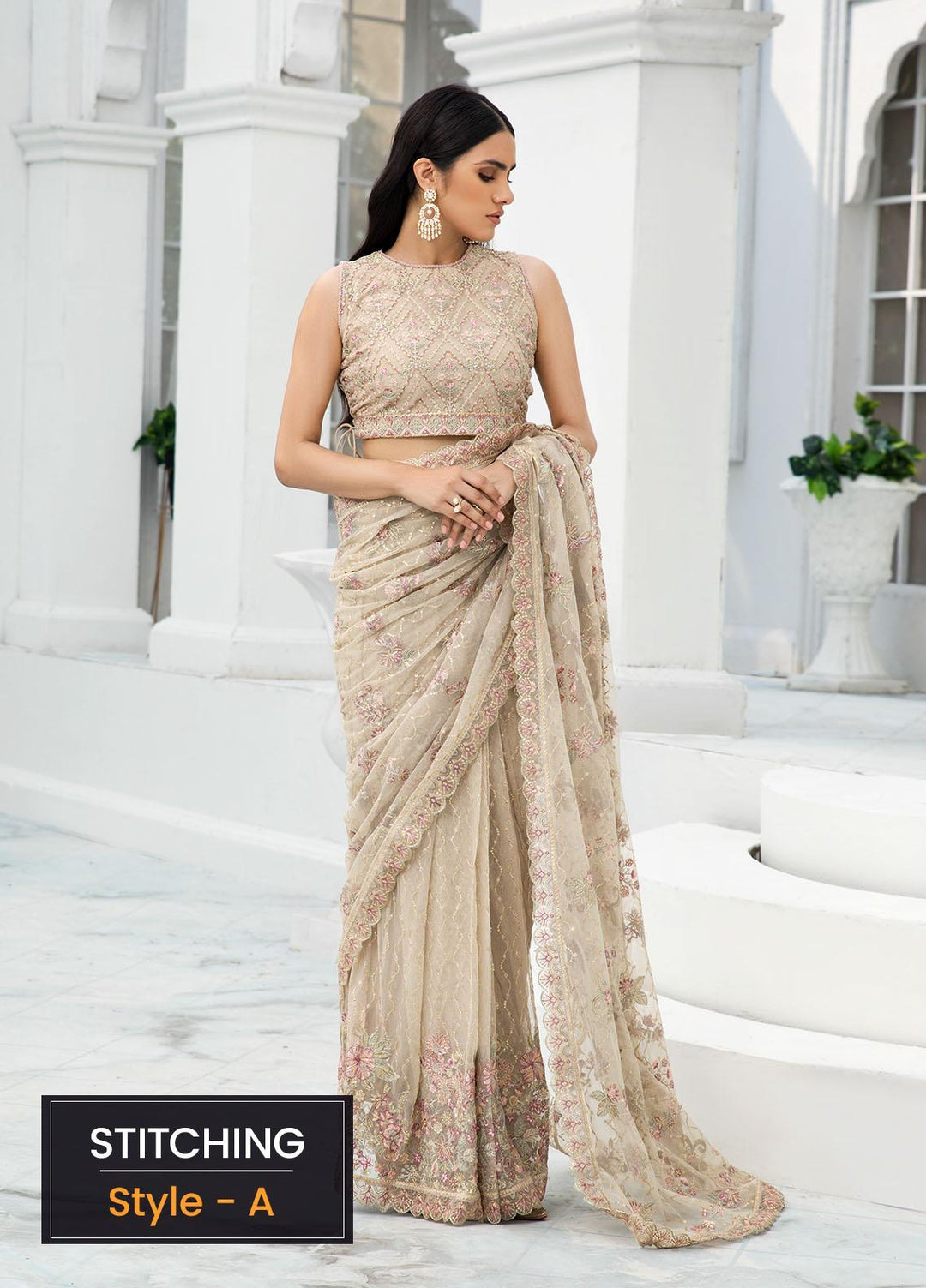 Zarif Embroidered Net Suits Unstitched 3 Piece ZF22DL ZDL-08 Jasmine - Luxury Collection
