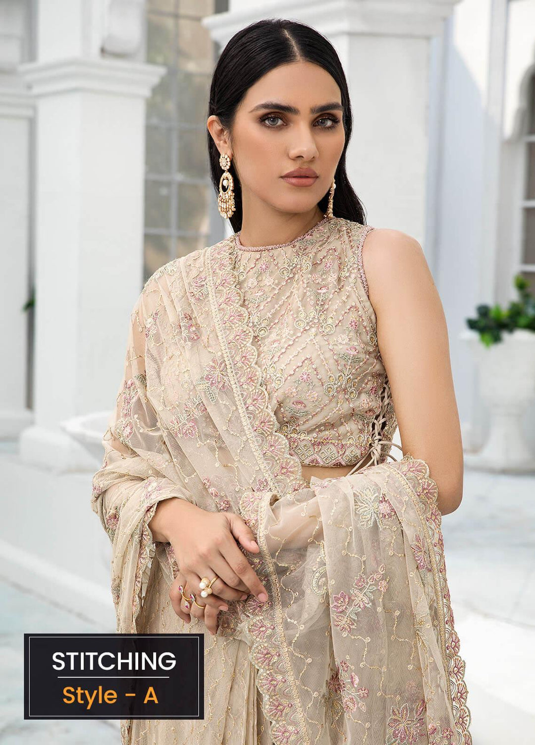 Zarif Embroidered Net Suits Unstitched 3 Piece ZF22DL ZDL-08 Jasmine - Luxury Collection