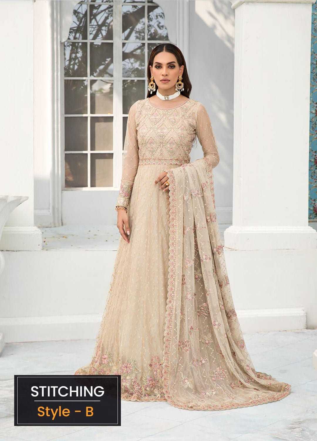 Zarif Embroidered Net Suits Unstitched 3 Piece ZF22DL ZDL-08 Jasmine - Luxury Collection