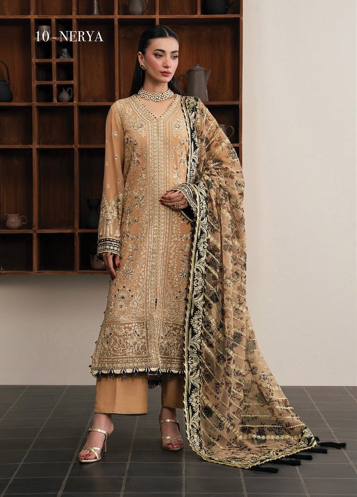 Kalani by Xenia Formals Unstitched Embroidered Chiffon 3 Piece Suit XE26UKW 10-Nerya - Wedding Collection