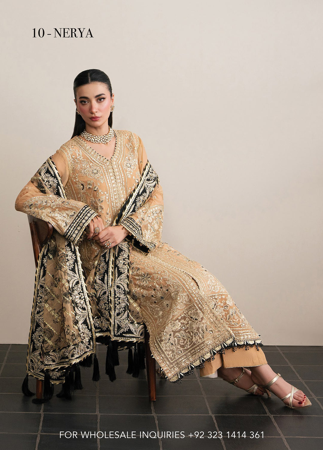 Kalani by Xenia Formals Unstitched Embroidered Chiffon 3 Piece Suit XE26UKW 10-Nerya - Wedding Collection