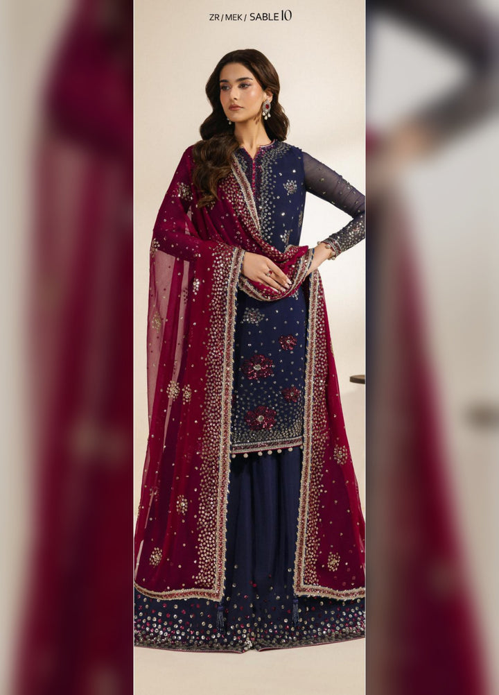 Meraki by Zarif Unstitched Embroidered Chiffon 3 Piece Suit ZR26UCM SABLE 10 - Festive Collection