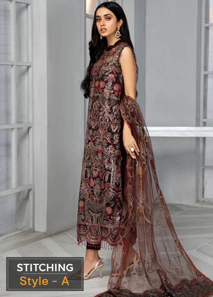 Bahaar by Zarif Embroidered  Suits Unstitched 3 Piece ZB 06 MOCHA - Luxury Collection
