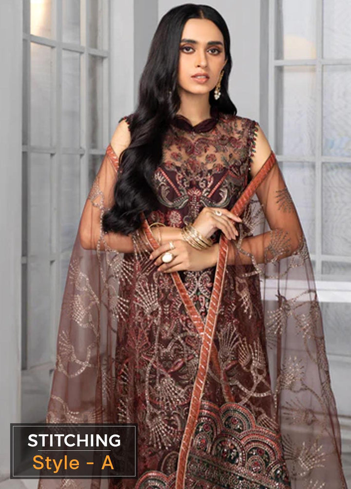 Bahaar by Zarif Embroidered  Suits Unstitched 3 Piece ZB 06 MOCHA - Luxury Collection